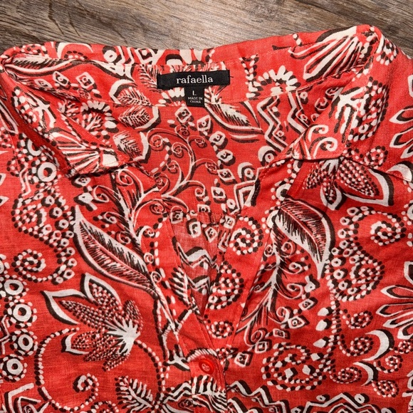 Rafaella • Linen Floral Button Up Short Sleeve Shirt - Picture 8 of 8